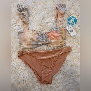 NWT Robin Piccone Velvet Bottom Bikini WET Print Top MSRP $170